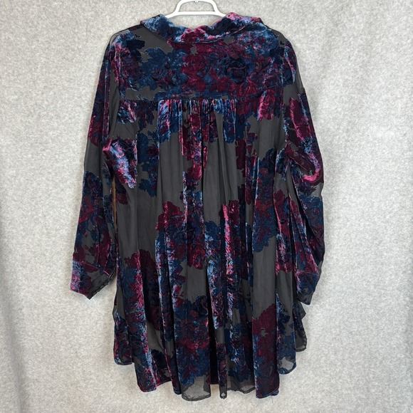 Roamans Burnout Velvet Bell Sleeve Babydoll Tunic Top Womens Size 18W Whimsigoth - Picture 7 of 7